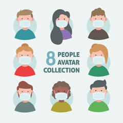 8 Avatar With Mask Coronavirus Covid Collection Flat Design