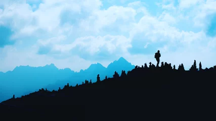 Wanddecoratie Huisarts Silhouette Mensch beim Aufstieg eines Berges  © Claudia