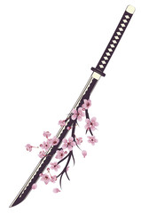 Japanese sword katana with sakura © AnnaPa