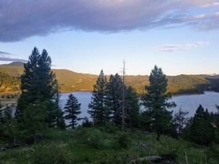 Landscape with trees and water. Gross reservoir, Boulder, Colorado.