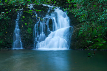 Fototapeta na wymiar Waterfall on the Golako river (Arratzu). Urdaibai Biosphere Reserve, Basque Country, Spain