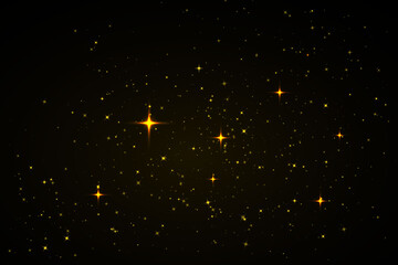 Dust golden. Gold sparks and golden stars shine with special light. Vector sparkles on a transparent background. Christmas abstract pattern. Sparkling magical dust particles.