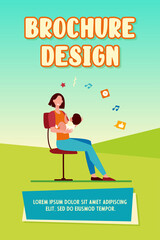 New mom holding baby in arms. Mother and little kid sitting on chair flat vector illustration. Motherhood, maternity leave concept for banner, website design or landing web page