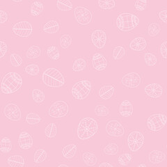 Happy Easter pattern. Easter pastel pink background. Easter eggs whith traditional ornaments. Printable for scrapbooking, paper, greeting cards, paper.