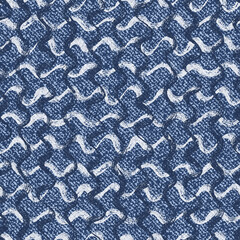 Wavy Grid Denim texture Vector background. Jeans fabric seamless pattern
