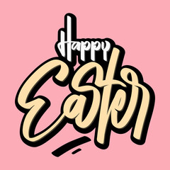 Vector Illustration of Hand Drawn Happy Easter Lettering. Good for Greeting Card, Cover, Poster, T Shirt, Sticker, and others.