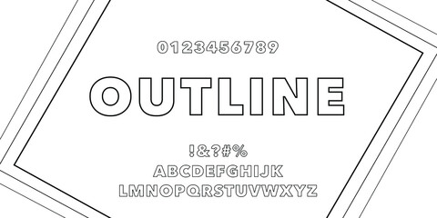 Modern abstract outline font and alphabet. Geometric technology font. Modern design letters and numbers. Simple font for logo, apps or web.