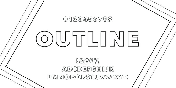 Modern abstract outline font and alphabet. Geometric technology font. Modern design letters and numbers. Simple font for logo, apps or web.