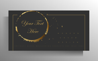 Poster cover design. A minimalistic concept with splashes of paint in gray and gold tones. Vector illustration.