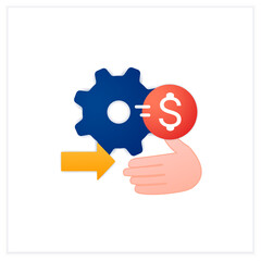 Technology commercialization assistance flat icon. Helps solve technological needs and commercialize new products. Business concept. 3d vector illustration