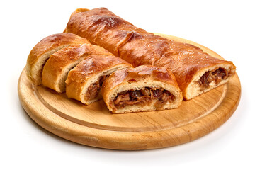 Apple strudel, isolated on white background. High resolution image