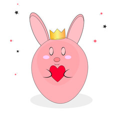 Kawaii bunny. Cute rabbit with heart, graphic design template, app icon, vector illustration