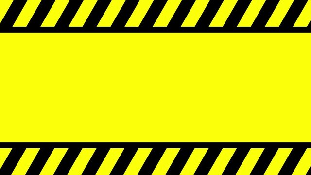 A black and yellow scrolling hazard stripes graphic animation in 4k