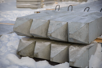 Front end part of reinforced concrete piles, close-up