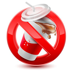 Forbidden no drinks allowed red sign, isolated on white background. Vector Illustration