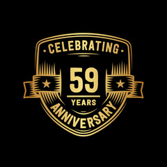 59 years anniversary celebration shield design template. Vector and illustration