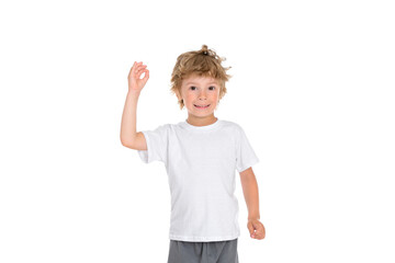 Little boy gestures with his hand - ok