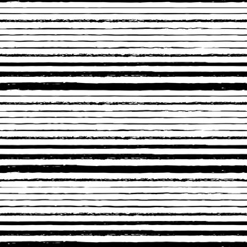Vector drawn black stripes white seamless pattern