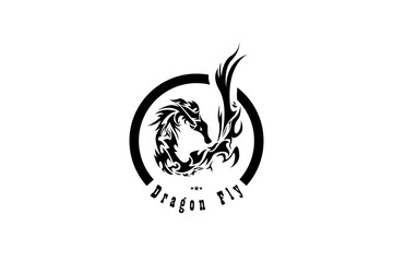 Obraz premium Dragon logo. Design vector Icon illustration, emblem design on white background