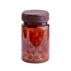 Capsules krill oil or fish oil  in a bottle, vitamin D omega-3.