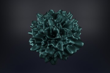 3d render of green metallic abstracted figure isolated on dark background
