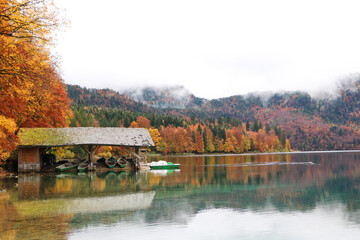 beautiful Sea with boats in autumn