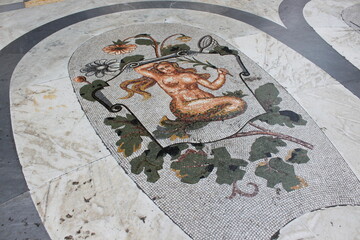 mosaic on the floor -signs of the zodiac Virgo. Naples Italy
