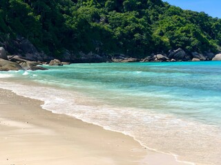 Beauty of Similan islands national park in Phang Nga, Thailand. Tropical beach with crystal clear water.