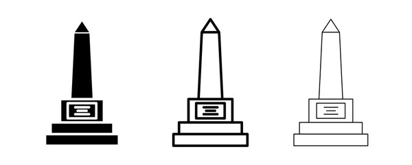 Anzac day icon design. Icon symbol of the monument where the soldiers were. Logo, web and banner design. Illustration. Line silhouette and editable icon.