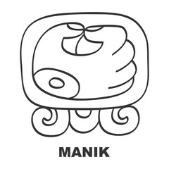 Vector icon with Glyph from Maya calendar Tzolkin. Calendar day symbol Manik