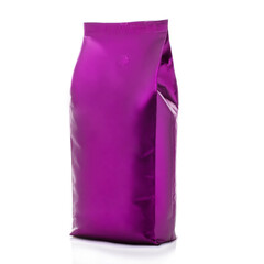 Foil paper food bag package of coffee, on white background Isolated. Mock up template for design. Product packing photo