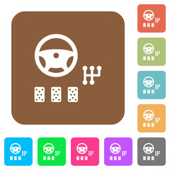 Fototapeta premium Car controls rounded square flat icons
