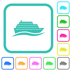 Cruise ship with wave vivid colored flat icons