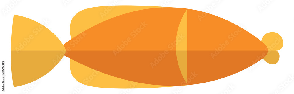 Wall mural Orange fish with yellow fins, illustration, vector on white background.