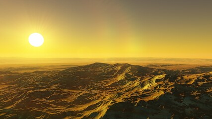 science fiction wallpaper, cosmic landscape, realistic exoplanet, abstract cosmic texture, beautiful alien planet in far space, detailed planet surface, 3d render