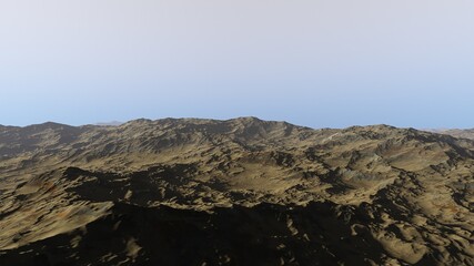 Fototapeta premium science fiction wallpaper, cosmic landscape, realistic exoplanet, abstract cosmic texture, beautiful alien planet in far space, detailed planet surface, 3d render