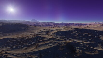 science fiction wallpaper, cosmic landscape, realistic exoplanet, abstract cosmic texture, beautiful alien planet in far space, detailed planet surface, 3d render