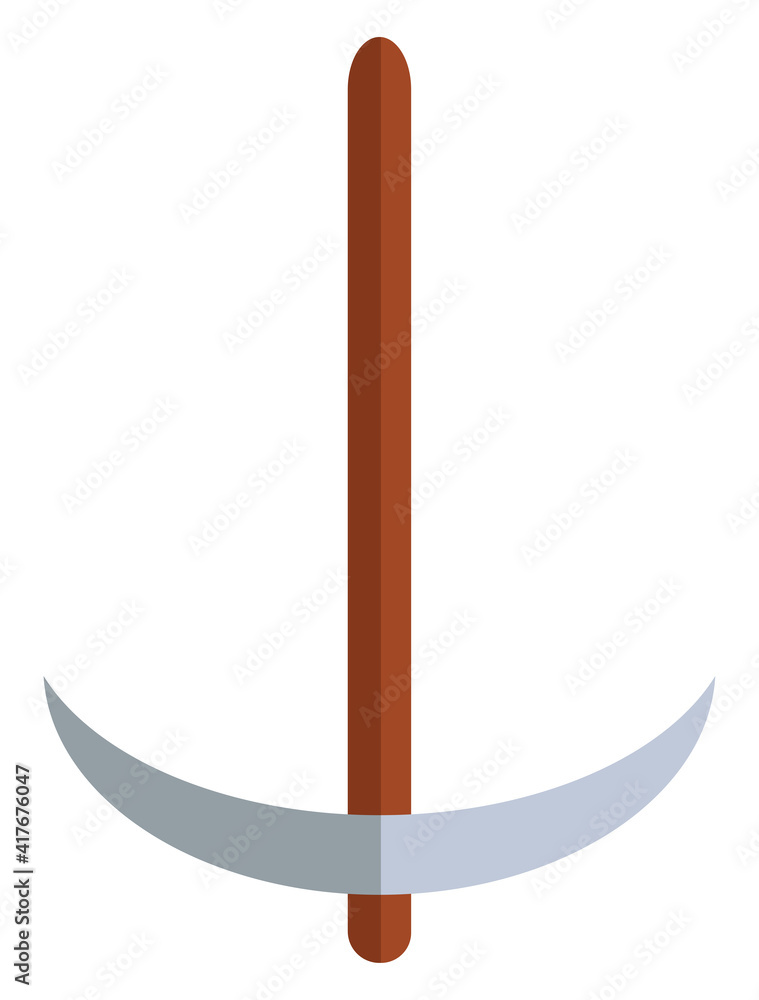 Sticker Gardening pickaxe, illustration, vector on white background.