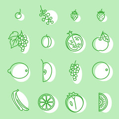 Fruits. Set of Outline Icons.