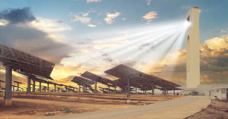 Solar power plant in Spain, scenic view - obrazy, fototapety, plakaty