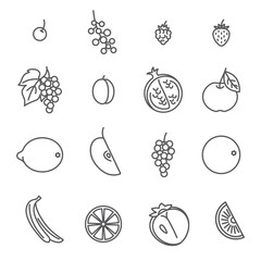 Fruits. Set of Outline Icons.