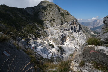 Cave Monte Altissimo. Marble quarries under Monte Altissimo in the Apuan Alps (Lucca).