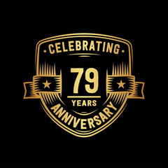 79 years anniversary celebration shield design template. Vector and illustration