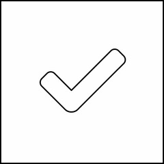 Check marks, Tick marks, Accepted, Approved, Yes, Correct, Ok, Right Choices, Task Completion, Voting. - vector mark symbols. Black outline design. Isolated icon.