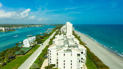Beautiful beaches of Jupiter Island and its emerald green and aqua blue waters coastal Florida. © RobertMiller