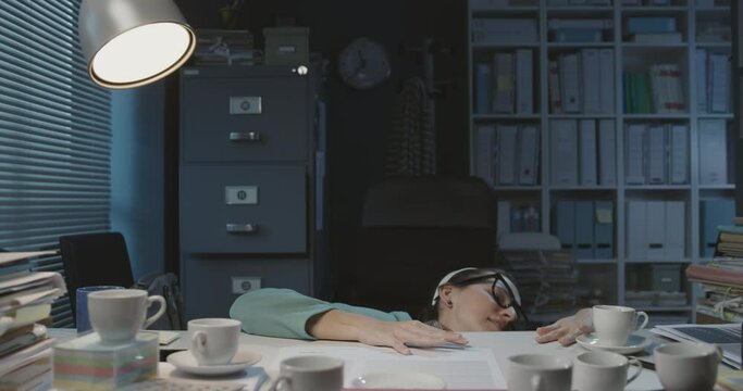 Tired office worker looking for more coffee