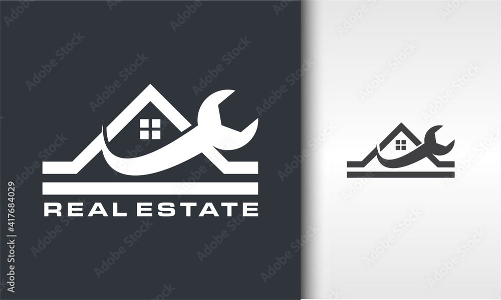 Sticker real estate and wrench logo