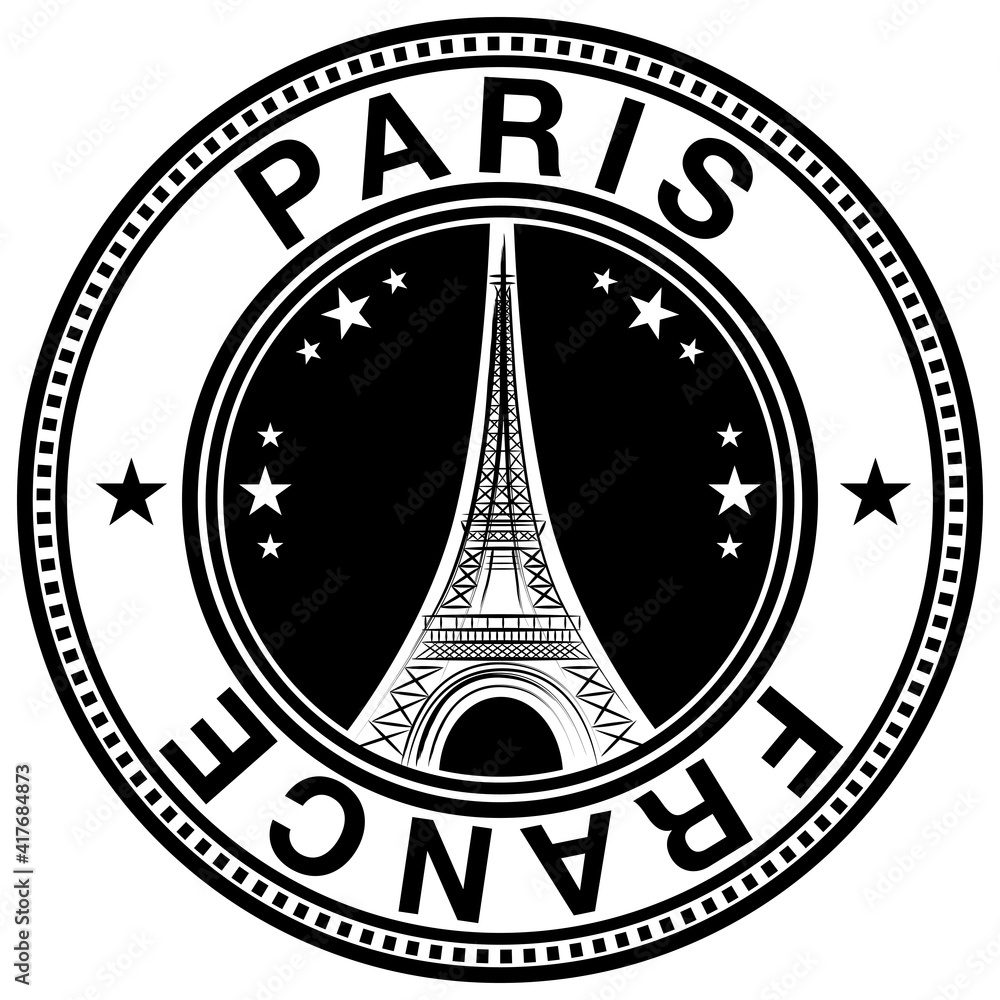 Canvas Prints paris france eiffel tower stamp label seal