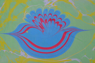 Obraz premium EBRU- Ancient oriental drawing technique. Natural Luxury. Style incorporates the swirls of marble or the ripples of agate a luxe effect. Traditional Ottoman Turkish marbling art. abstract background