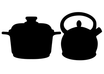 Obraz premium Pot and kettle included. Vector image.